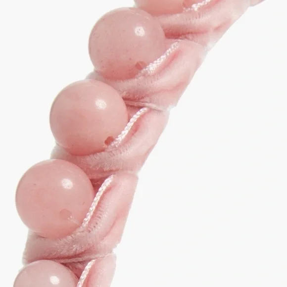 ?Lele Sadoughi Glamorous Graduated Bead Rosy Pink Velvet  display picture 2